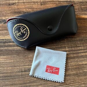 Ray-Ban Black Leather Sunglasses Travel Case ONLY with Snap and Cleaning Cloth